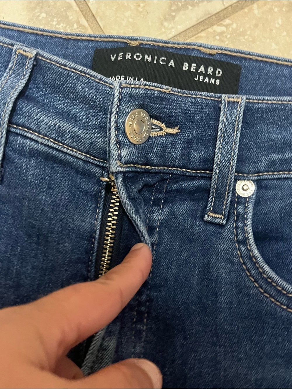 Veronica Beard Ryleigh Slim Straight High Rise Jeans Seas The Moment Size 26 - Picture 5 of 8